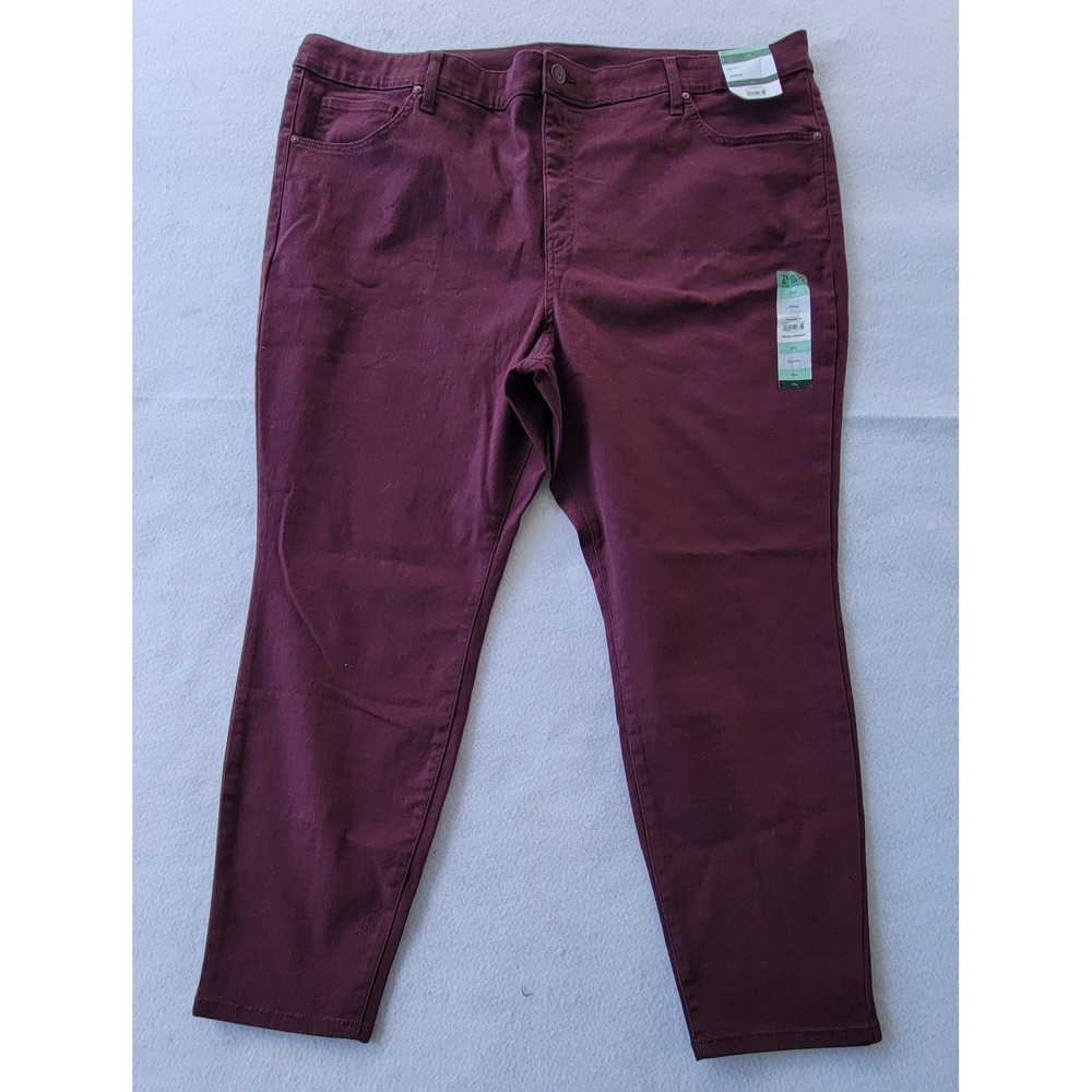 Terra & Sky Women High Rise Skinny Jeans 26W Plus Plum Purple Stretch Pants NWT